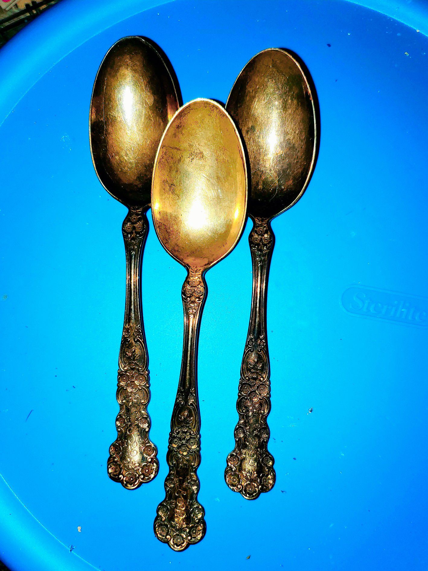3 Antique Buttercup Sterling Silver Spoons