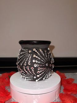 Mexican tasa (cup) with clear glass rhinestones