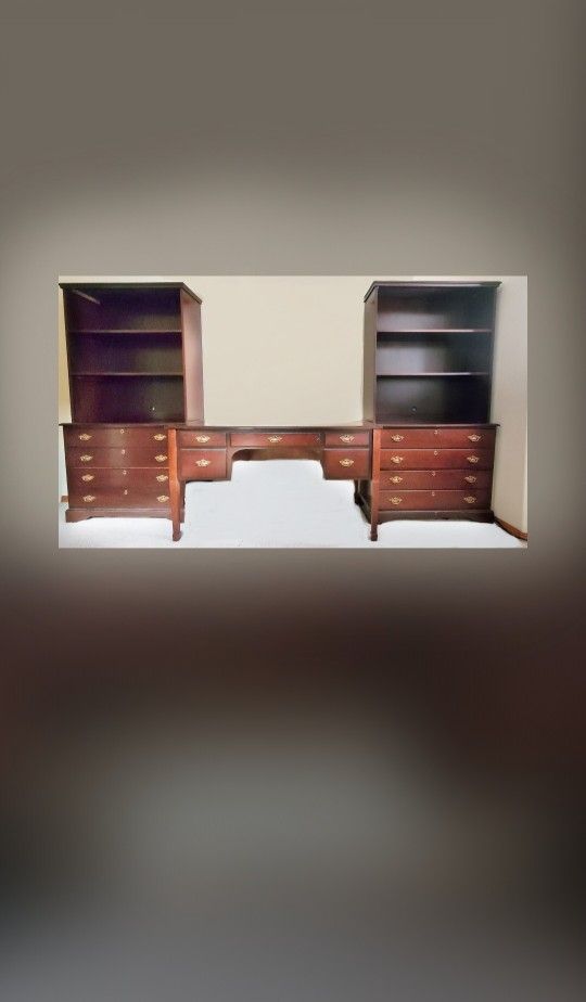 Home Office 3 piece Set with Desk and 2 Lateral File Cabinets with Hutch / bookshelf