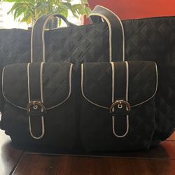 Vera Bradley Black Quilted Trimmed Large Tote Bag