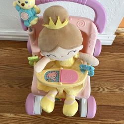 Fisher Price Stroll-Along Doll Stroller Walker And Soft Baby Doll
