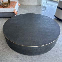 Restoration Hardware Saunderson Shagreen Plinth Round Coffee Table