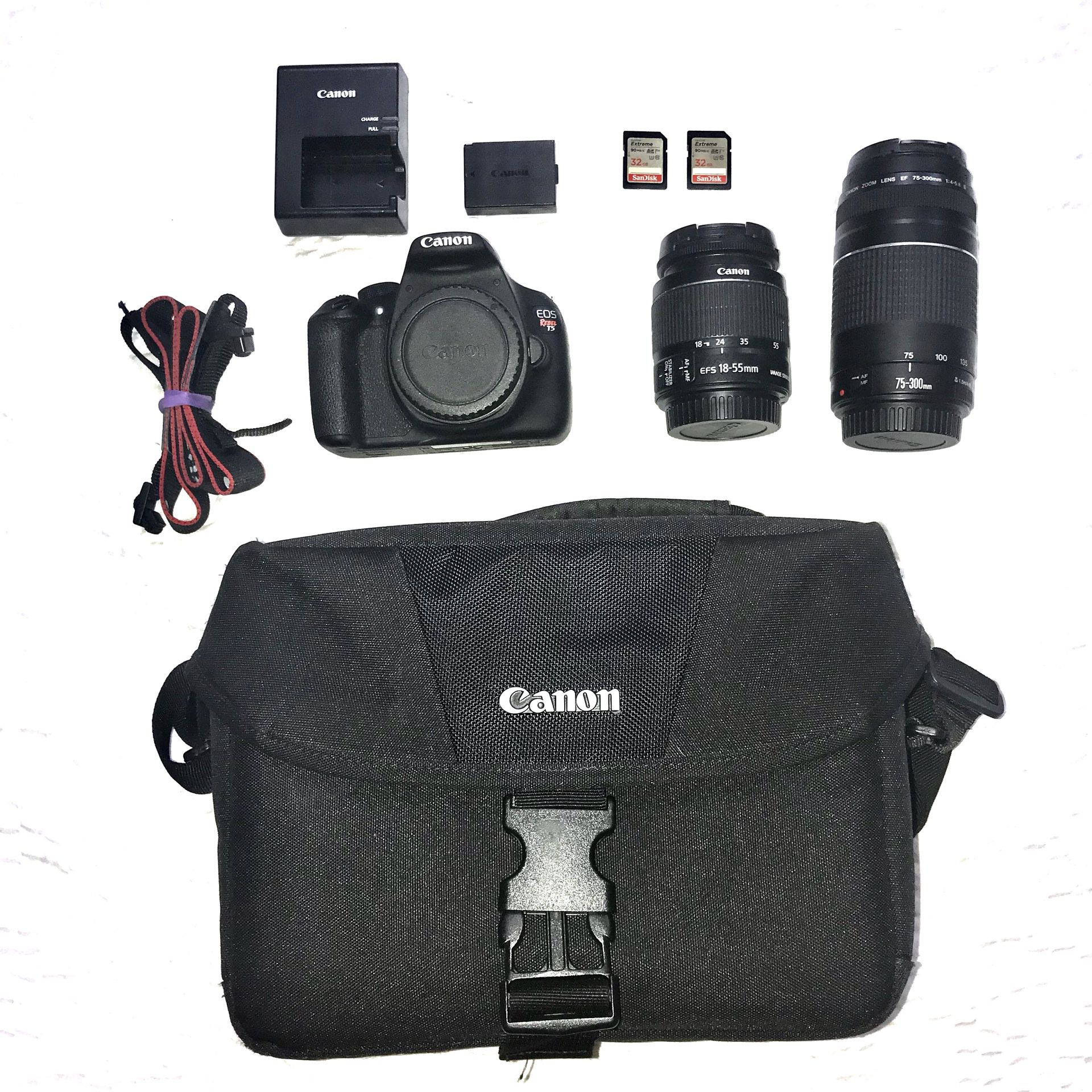 Canon EOS T5 DSLR w/ Lenses and SD Cards