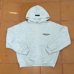 Fear Of God Essentials Light Heather Grey Fleece Hoodie Size Large Streetwear