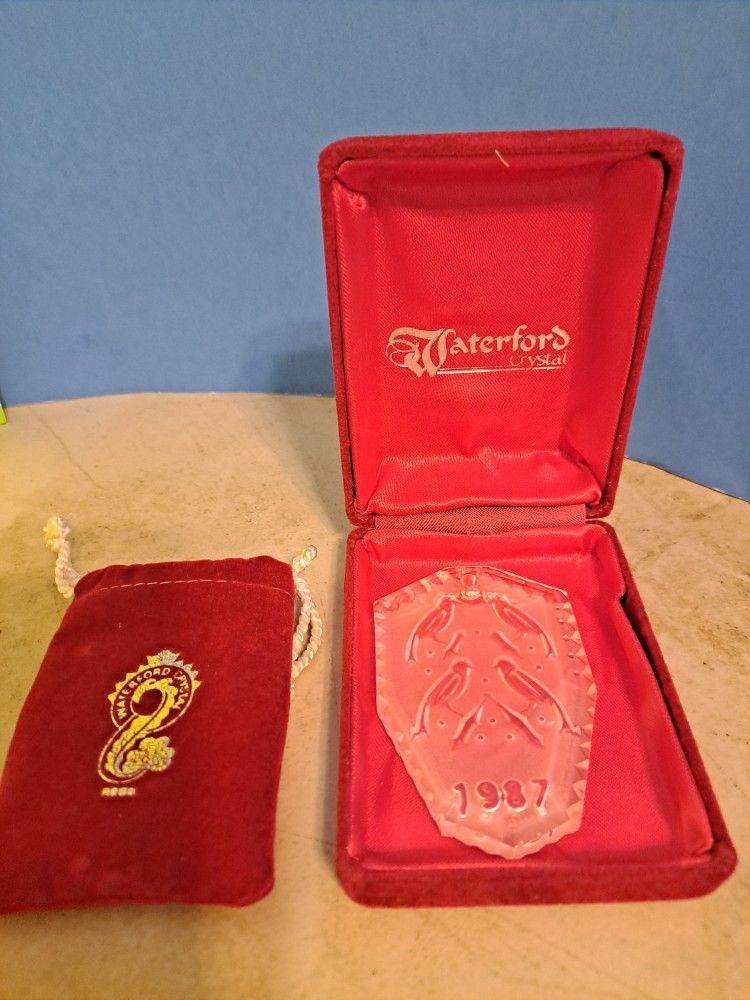 Waterford Crystal 1987 Days Of Christmas Ornament Calling Colly Birds Original Box-$25.00