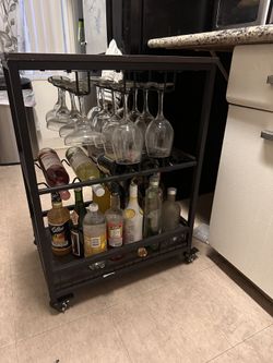 Bar Cart with Glasses