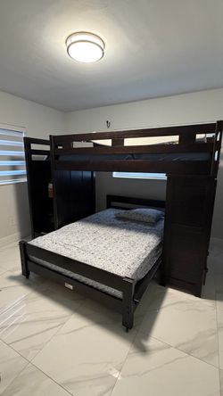 Dark Wood Twin over Full Bunk Bed