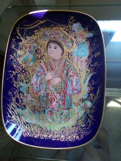 Antique porcelain set of 2 serving trays
