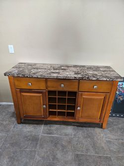 Wine server granite and wood