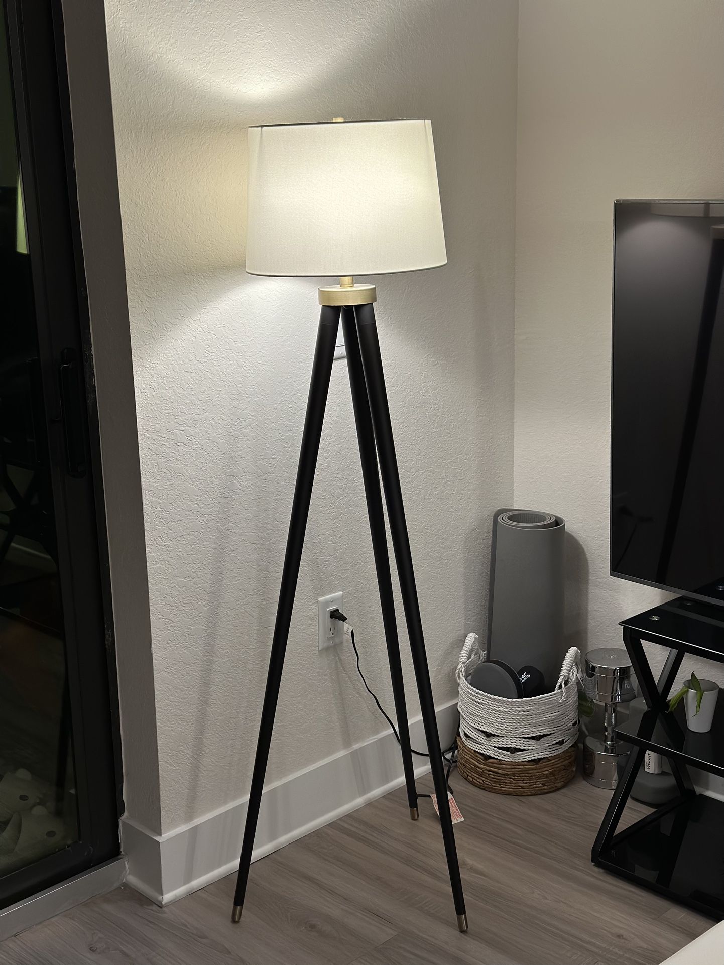 Tripod Floor Lamp with Metal Accent
