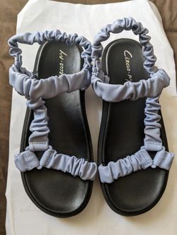 Circus by Sam Edelman Womens Arlene Ruched Blue Strap Flat Sandals 8.5 Worn Once