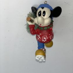 Disney Christmas Ornament Mickey Mouse Running with Christmas Tree