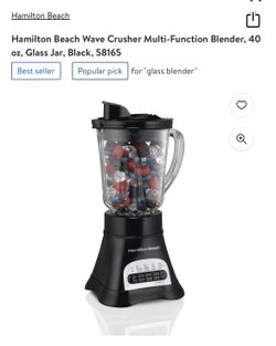 Hamilton Beach Wave Crusher Multi-Function Blender, 40 oz Glass Jar, Black,  58165