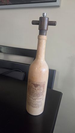 Vintage Olde Thompson 1970 Chateau Bordeaux Wine Bottle Pepper Mill Wood Grinder