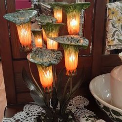 Green Hand Blown Calla Lilly Lamp- Located In Shelton 