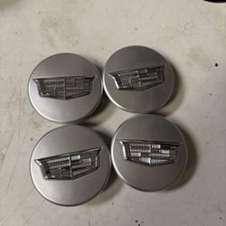 4x Cadillac (ATS CTS DTS SRX STS XLR XTS) 67mm Wheel Center Caps Silver Chrome