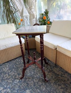 Vintage French country mahogany marble top table