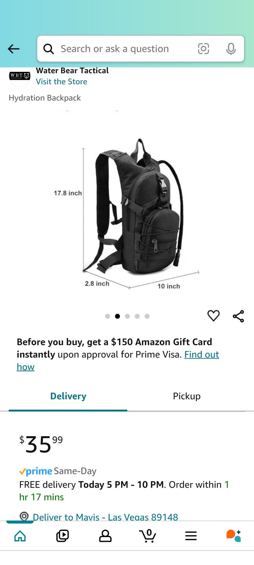 Hydration Backpack/Hiking Camping Bag/ Tactical Daypack (3L)