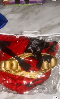Ninja Costume Set Red Black and Gold