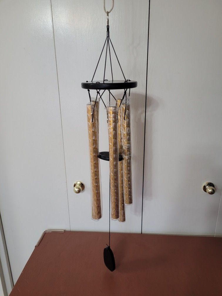 New -- 15" Long Wind Chime With 5 Metal Tubes Church Bell -- Gold (2 Available) -- $8 Each