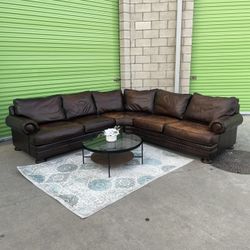 *Free Delivery* Brown Bernhardt Leather Sectional Couch Sofa