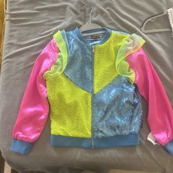 JoJo Siwa Sparkly Bright Zip Up Girls Jacket XL 14/16 