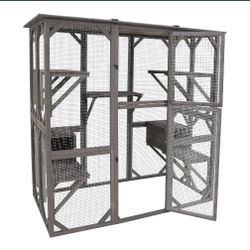 Catio Outdoor Cat Enclosure Cat Catio Cat House, Cat Cage Condo Indoor Playpen Kitty House Shelter with Multi Platforms, Waterproof Roof, Pull-Out Tra