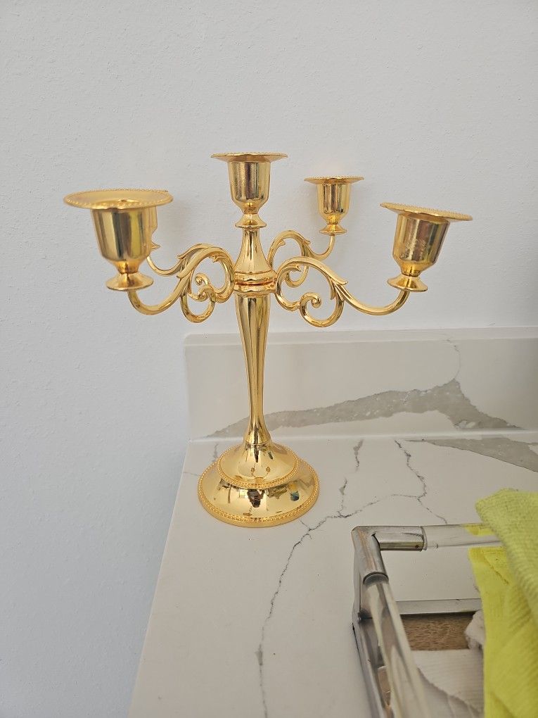 Gold 5 Armed Candlelabra Centerpiece