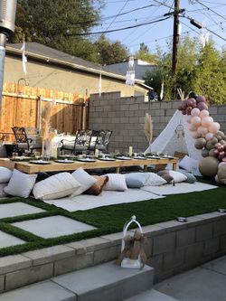 Picnic Set Up , 8-12 People . 450 And Up , Includes Balloon Garland