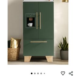 ROBOTIME Wooden Toy Fridge - Play Kitchen Set with Accessories, Kitchen Playset Interactive Refrigerator for Pretend Play Fridge for Kids, Toddler Kit