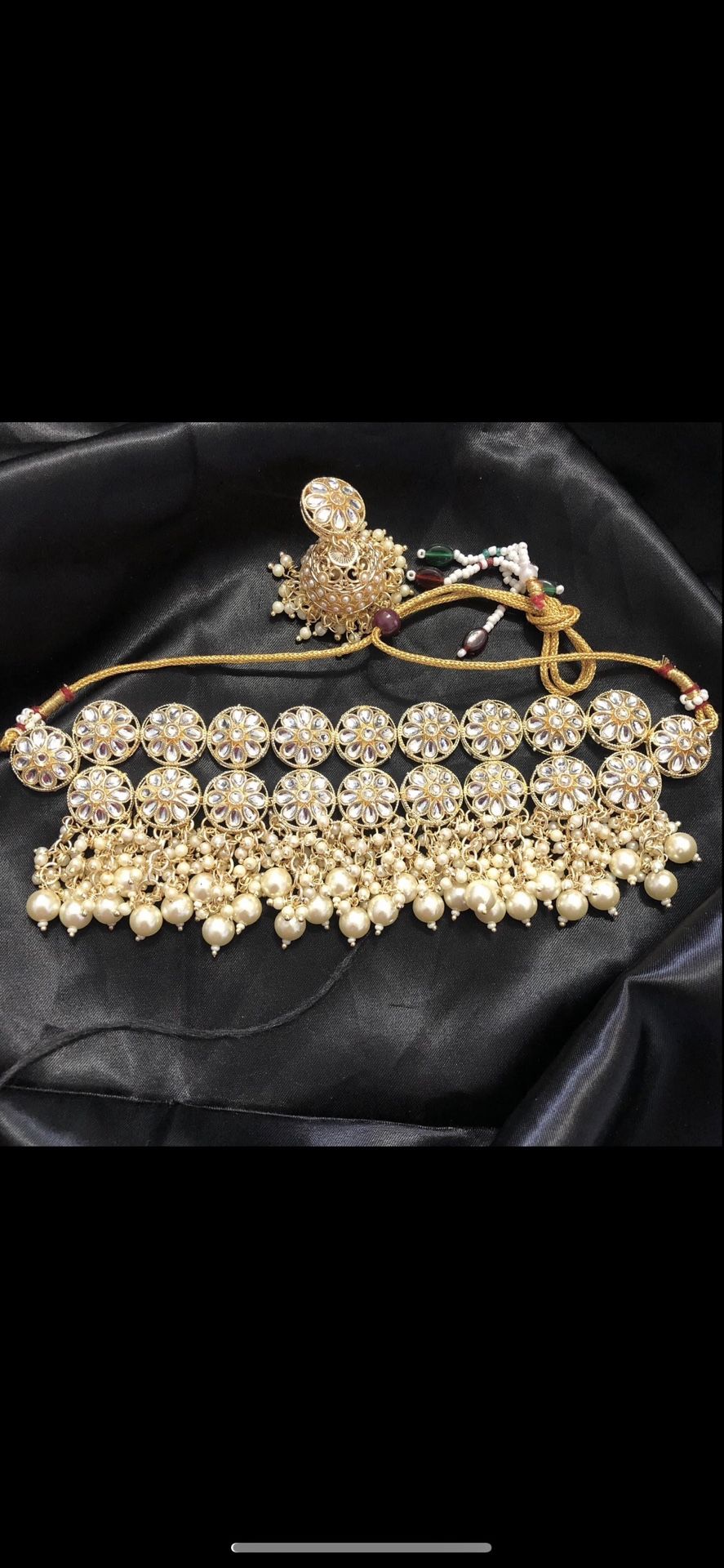 Kundan Choker Pearl White Jhumki Indian Bollywood Pakistani Jewellery 