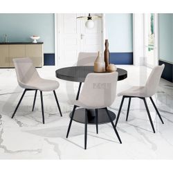 Homy Casa CASEMIRO FABRIC BEIGE Dining Chair Set of 4