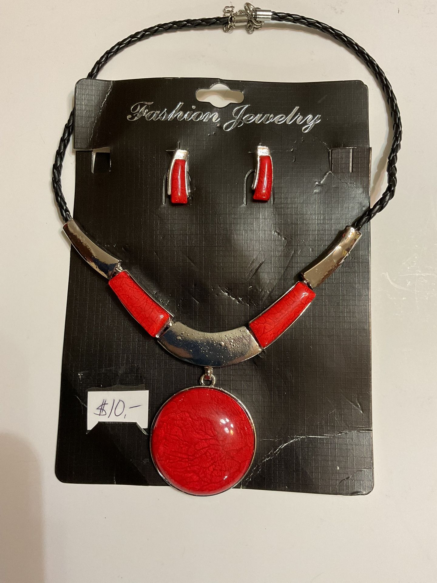 New Fashion Jewelry Necklace & Earrings Red