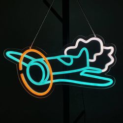 Hanging Airplane Neon Sign