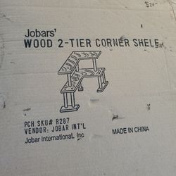 Jobars Wood, 2 Tier Corner Shelf, In Original Box 