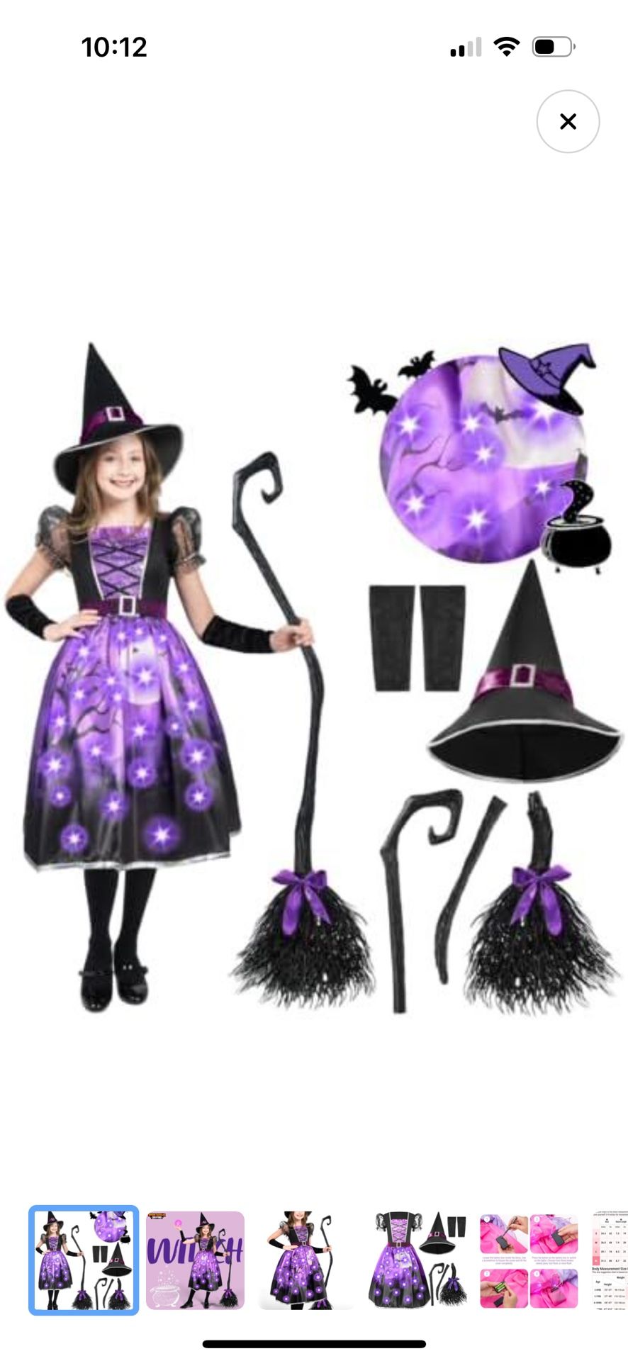 Light Up Witch Halloween Costume For Girls Kids 
