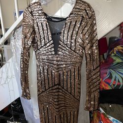FASHIONIVA GOLD SPARKLE DRESS LARGE