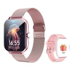 SmartWatch Pink Bluetooth for iPhone Android Samsung Includes 2 straps NIB