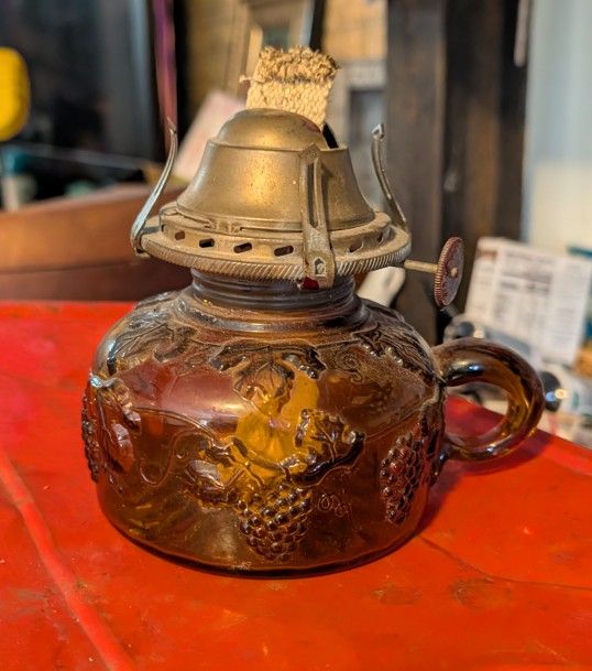 Vintage Oil Lamp With Grapes And Whatever