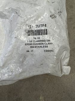 1-1/4” Clamping Día, EPDM CUSHION CLAMP, 304 Stainless Steel, Qty. 18