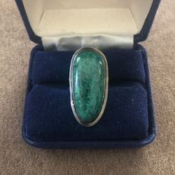 Beautiful Sterling Silver Eilat Stone Statement Ring Made In Israel-GC-I do not clean my silver because everyone Likes a different patina-Size 6 adjus