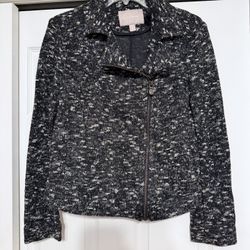 Banana Republic Black & White Tweed Moto Jacket - Size 8
