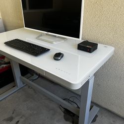 Ryzen 7 Mini PC And Computer Monitor + Desk