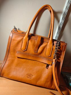 CAVALCANTI Made In Italy Leather Satchel With Top Belt Detail