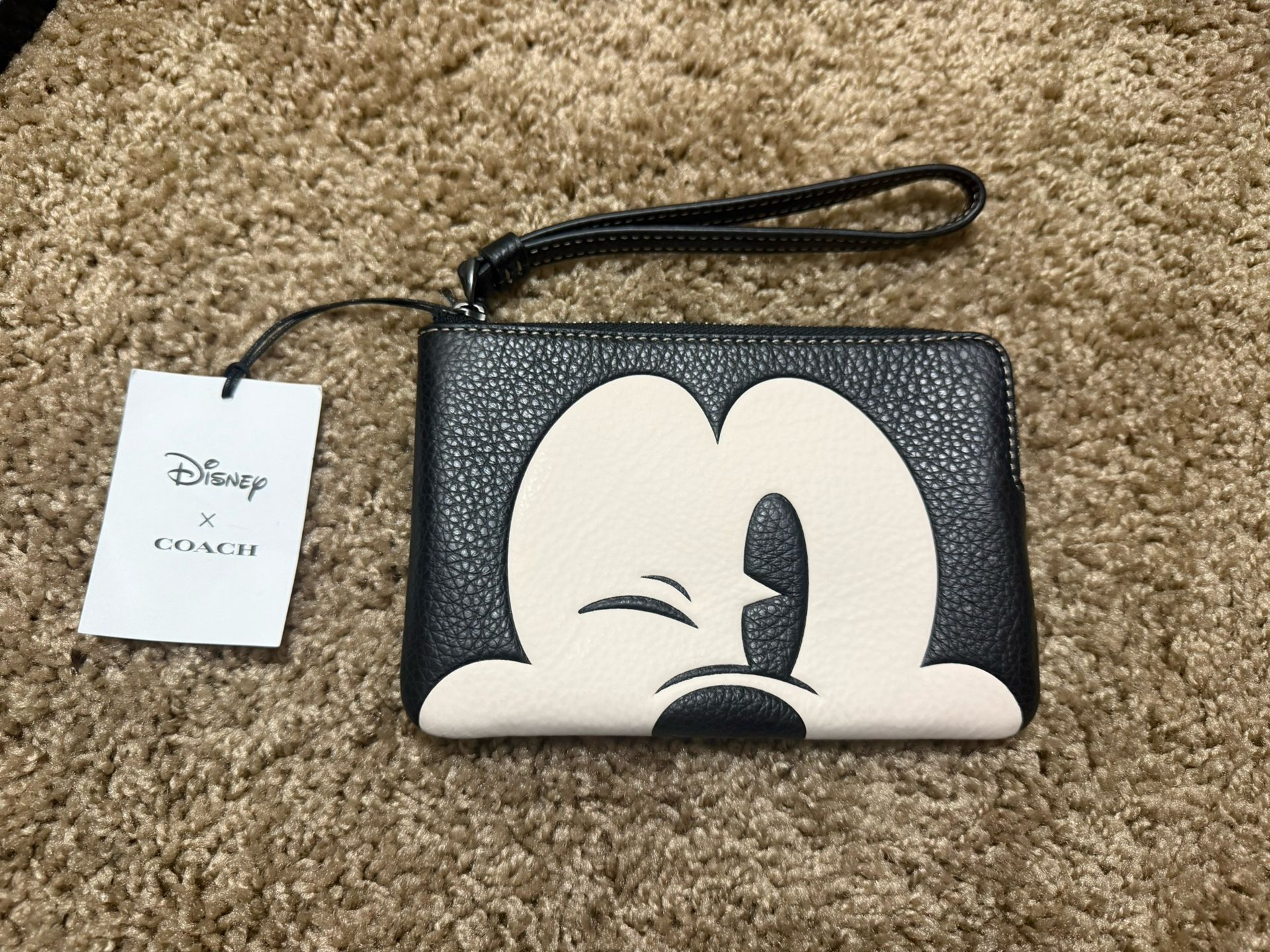 Disney X Coach Corner Zip Wristlet With Wink Mickey Mouse