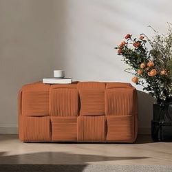 Burnt Orange Corduroy Ottoman