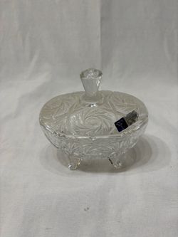 Vintage Star Of David Glass Candy/Trinket Dish Anchor Hocking Lidded/Footed