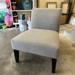 Upholstered Grey Fabric Armless Chair