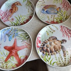 A Set 4 Sea Life Plates