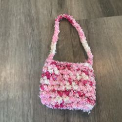 Handmade Crochet Pink Mix Hand Bag 